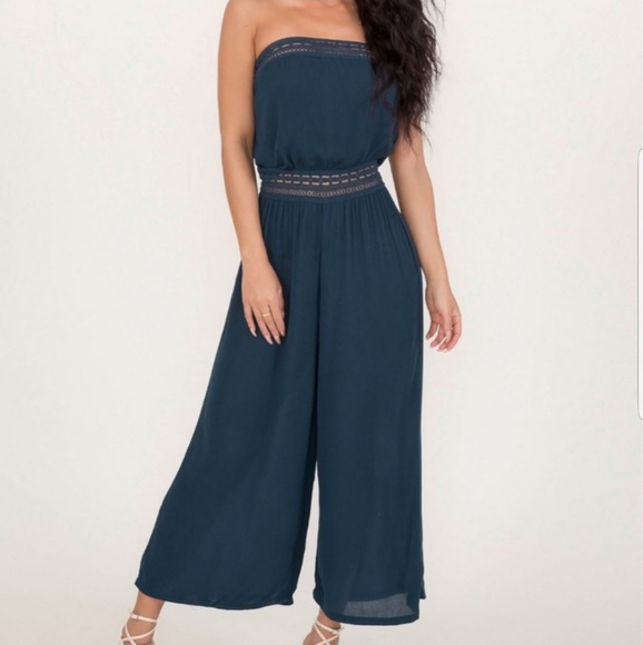 MK Boutique Pants - Strapless Cropped Wide Legged Jumpsuit